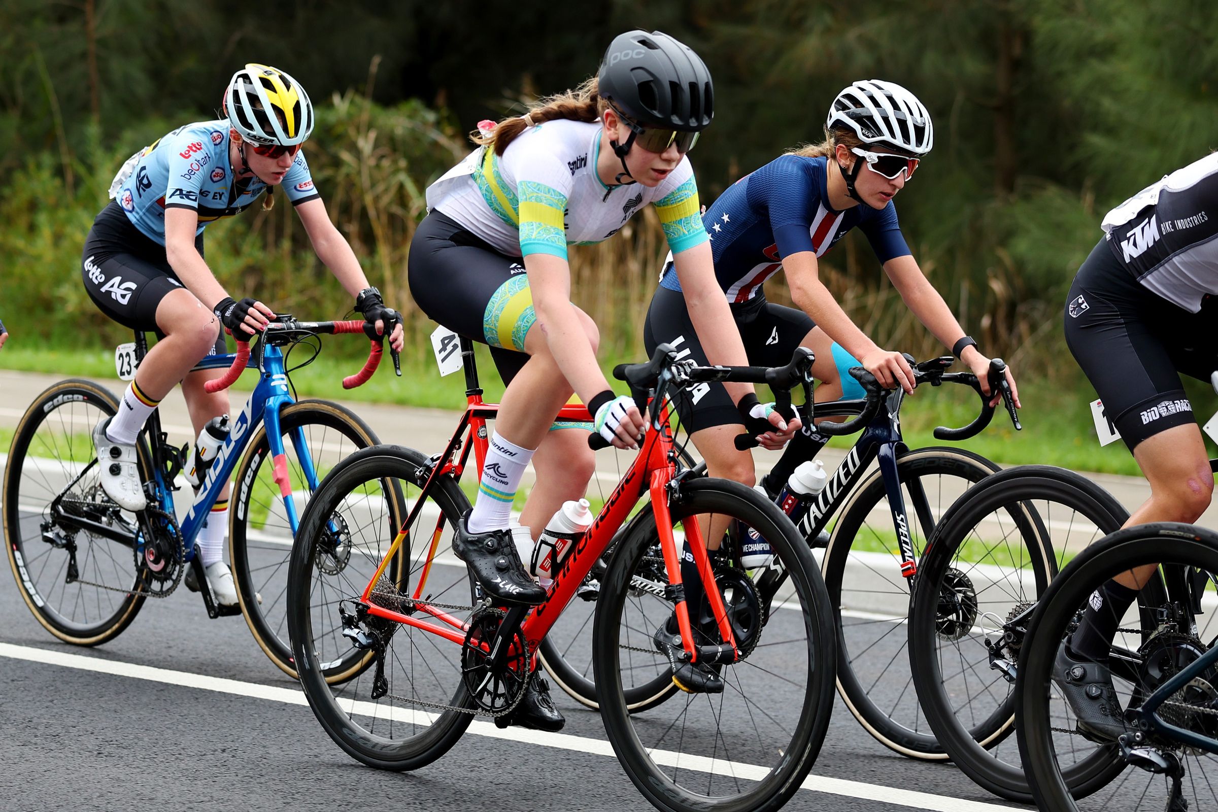 Australian cyclist Talia Appleton during the junior women UCI Road Race World Championships in Wollongong in 2022